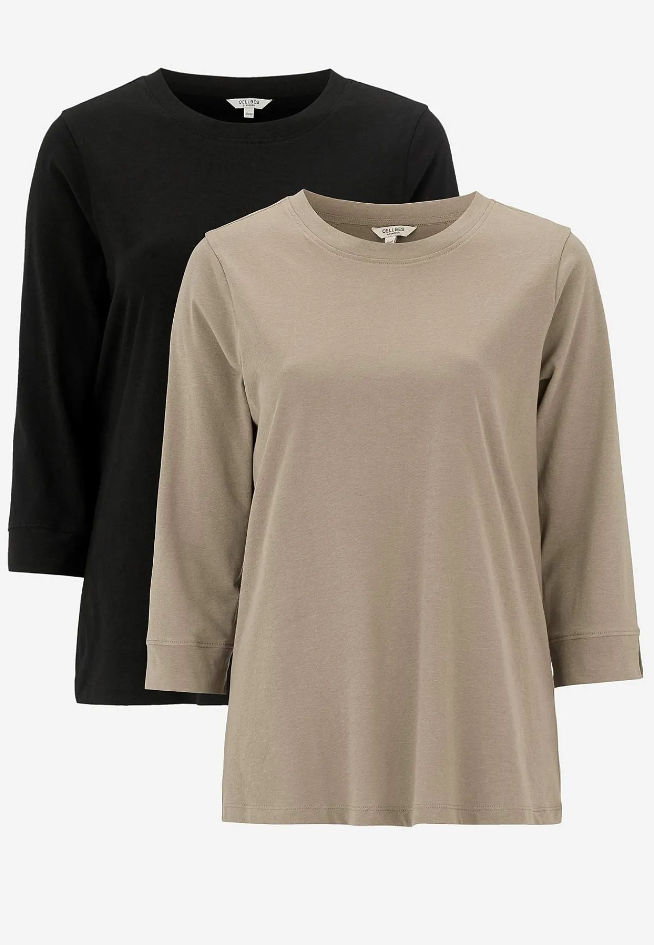 Toppe|Flerpak Toppe- Jerseytop i økologisk bomuld 2-pack Beige + Sort