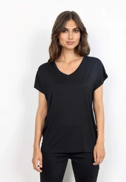 Toppe|T-Shirts-Soyaconcept Jerseytop i lyocell Sort