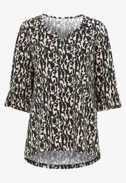 Mønstrede|Toppe-Cellbes of Sweden Jerseytop med 3/4 lange ærmer Sort / Beige / Mønstret