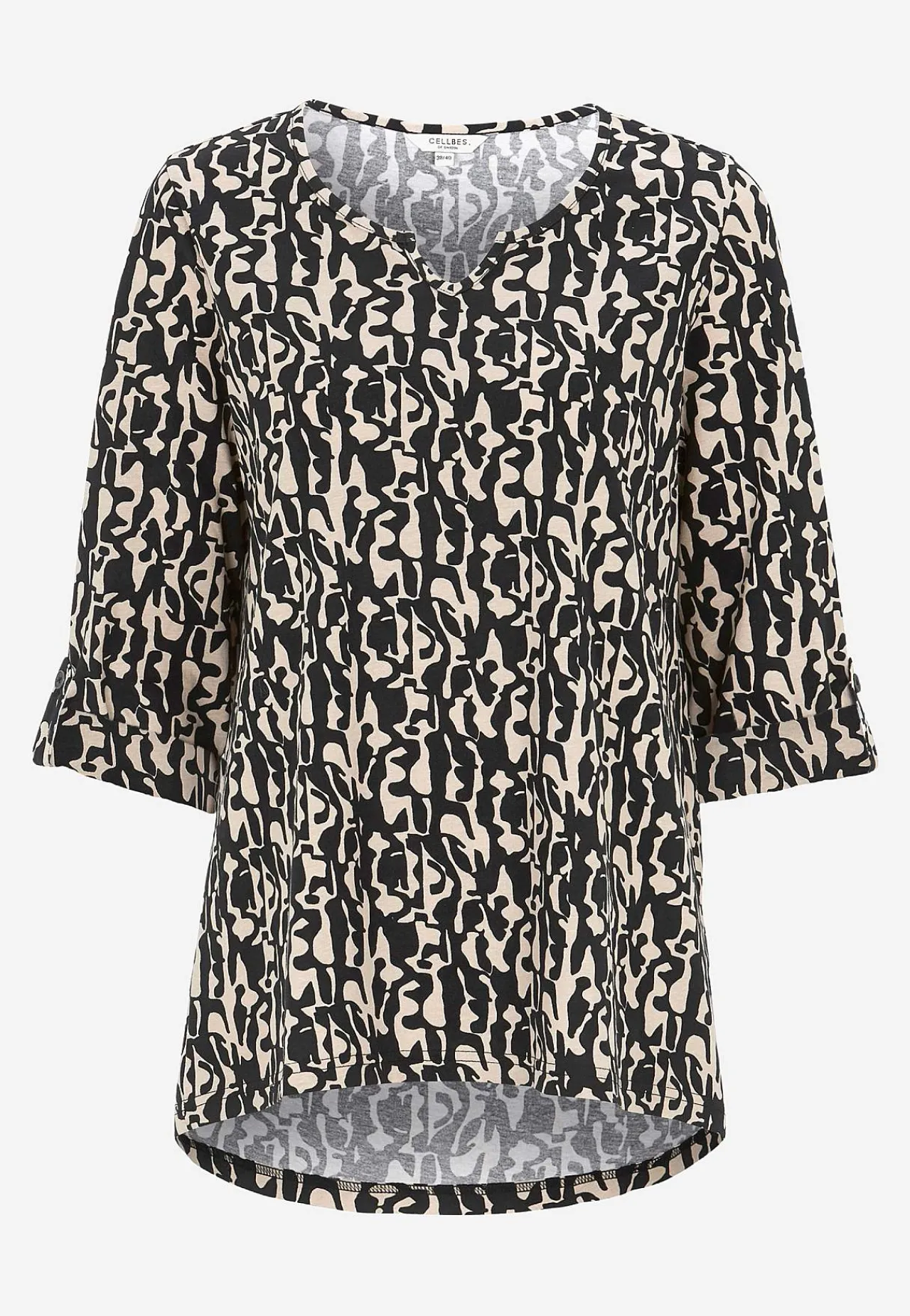Mønstrede|Toppe-Cellbes of Sweden Jerseytop med 3/4 lange ærmer Sort / Beige / Mønstret