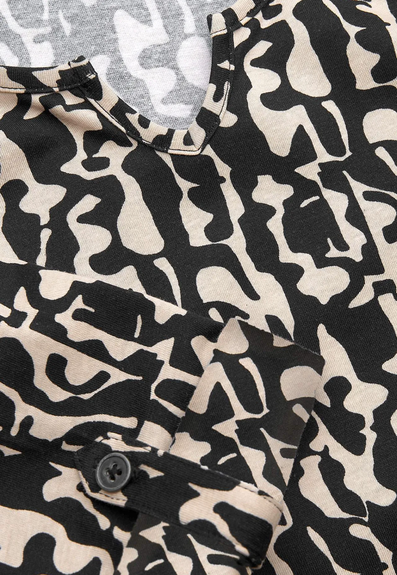 Mønstrede|Toppe-Cellbes of Sweden Jerseytop med 3/4 lange ærmer Sort / Beige / Mønstret