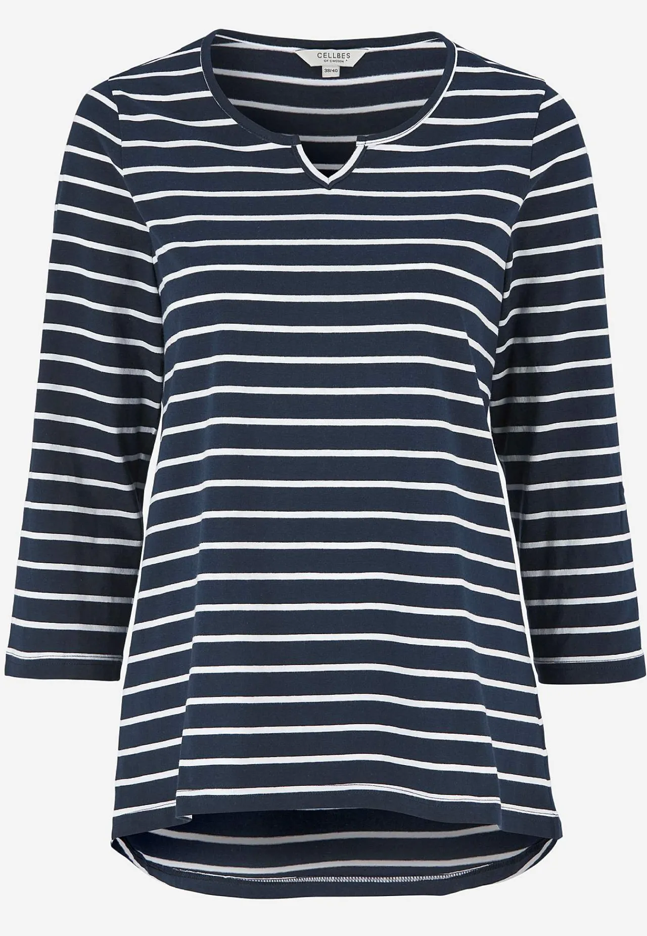 Mønstrede|Toppe-Cellbes of Sweden Jerseytop med 3/4 lange ærmer Marine / Hvid / Stribet
