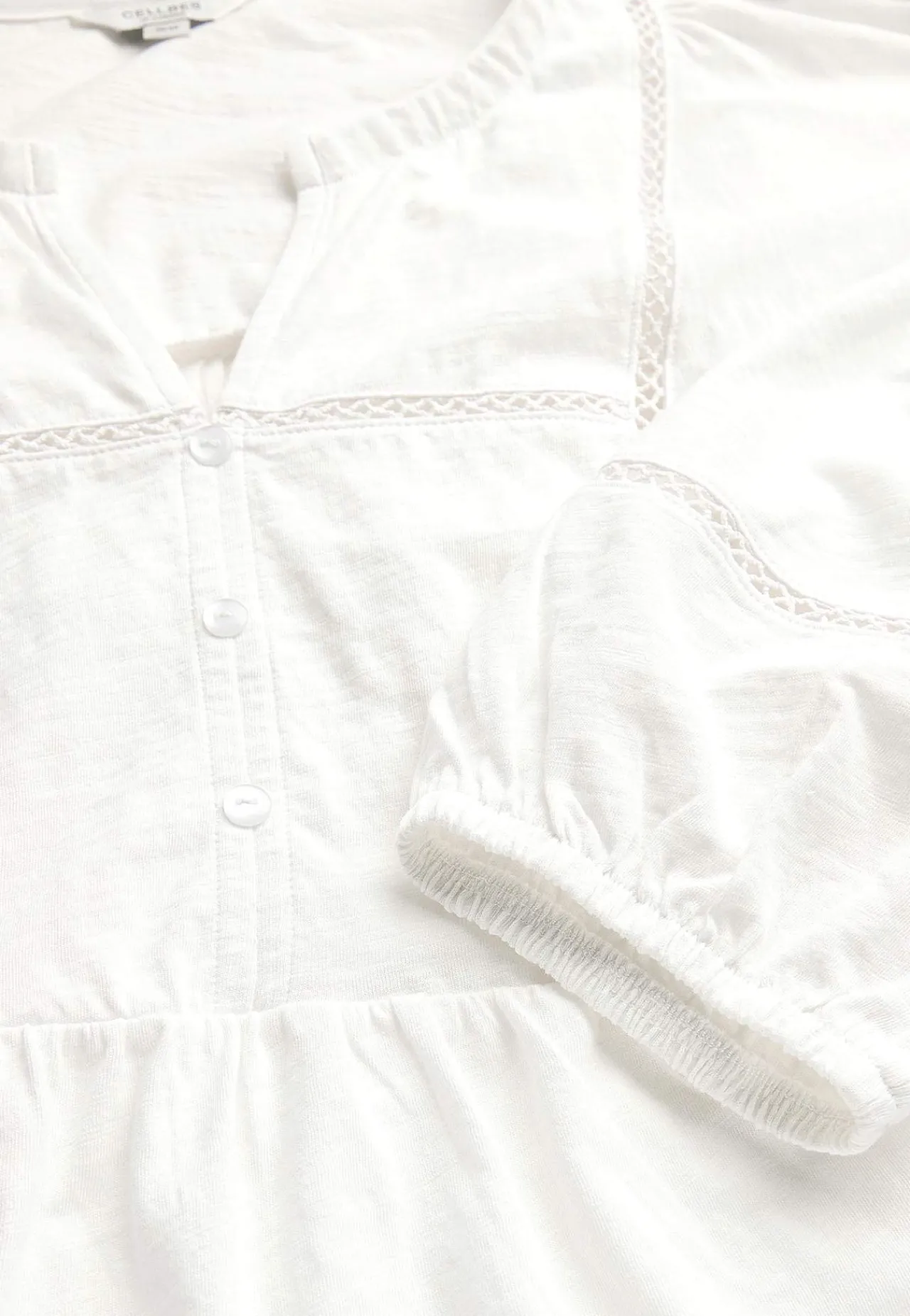 Toppe- Jerseytop med boho stil Hvid