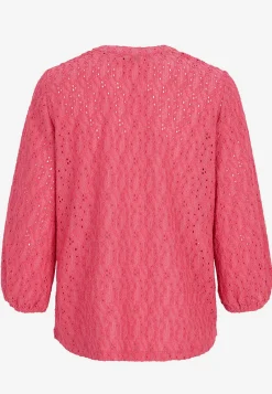 Toppe|Bluser-Cellbes of Sweden Jerseytop med broderet hulmønster Cerise