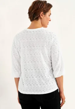 Toppe|Bluser- Jerseytop med broderet hulmønster | Cellbes