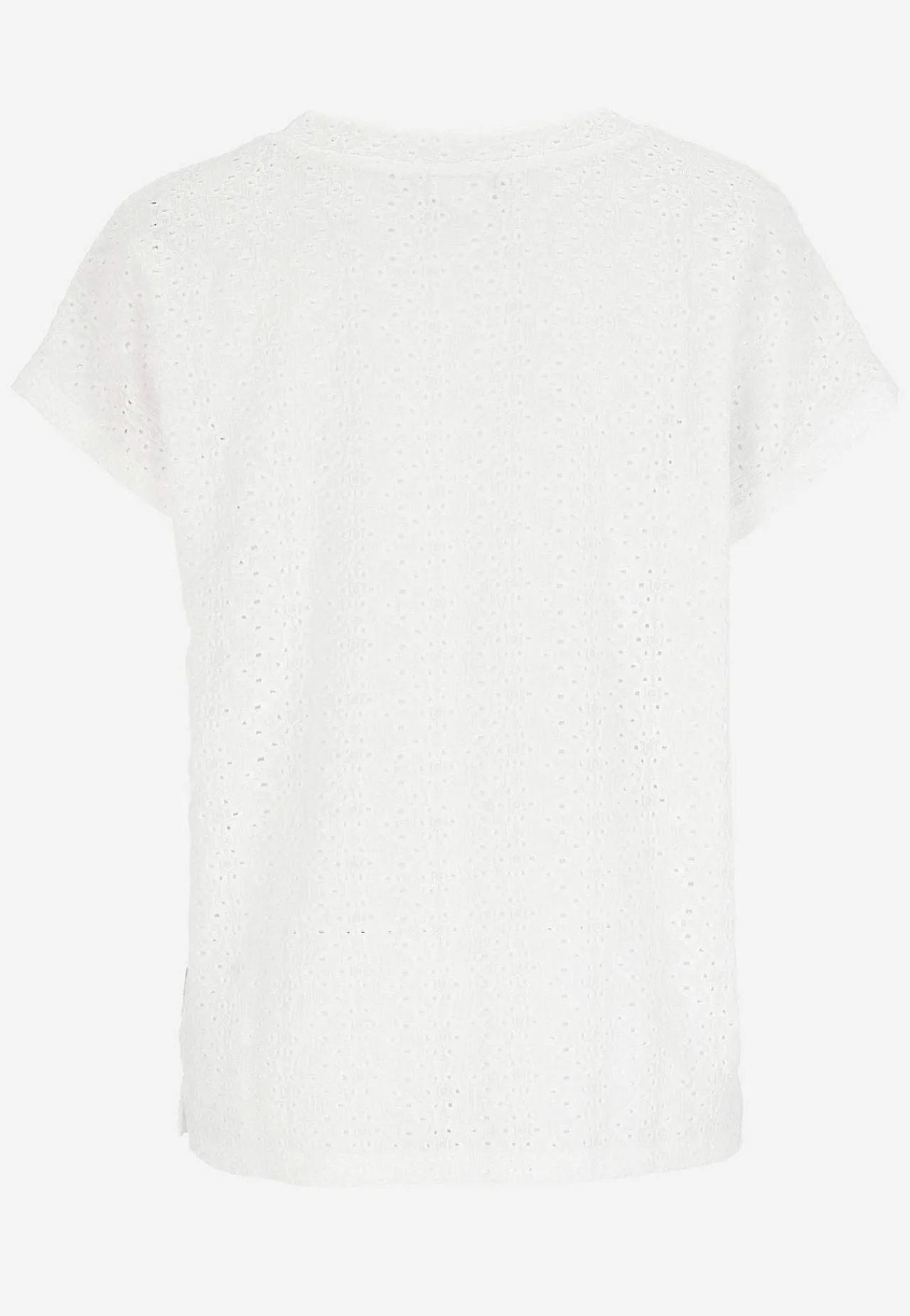 Toppe|T-Shirts- Jerseytop med hulbroderi Hvid