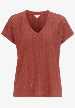 Toppe|T-Shirts-Cellbes of Sweden Jerseytop med hulbroderi Rust