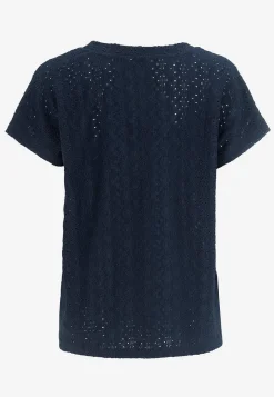 Toppe|T-Shirts-Cellbes of Sweden Jerseytop med hulbroderi Marine