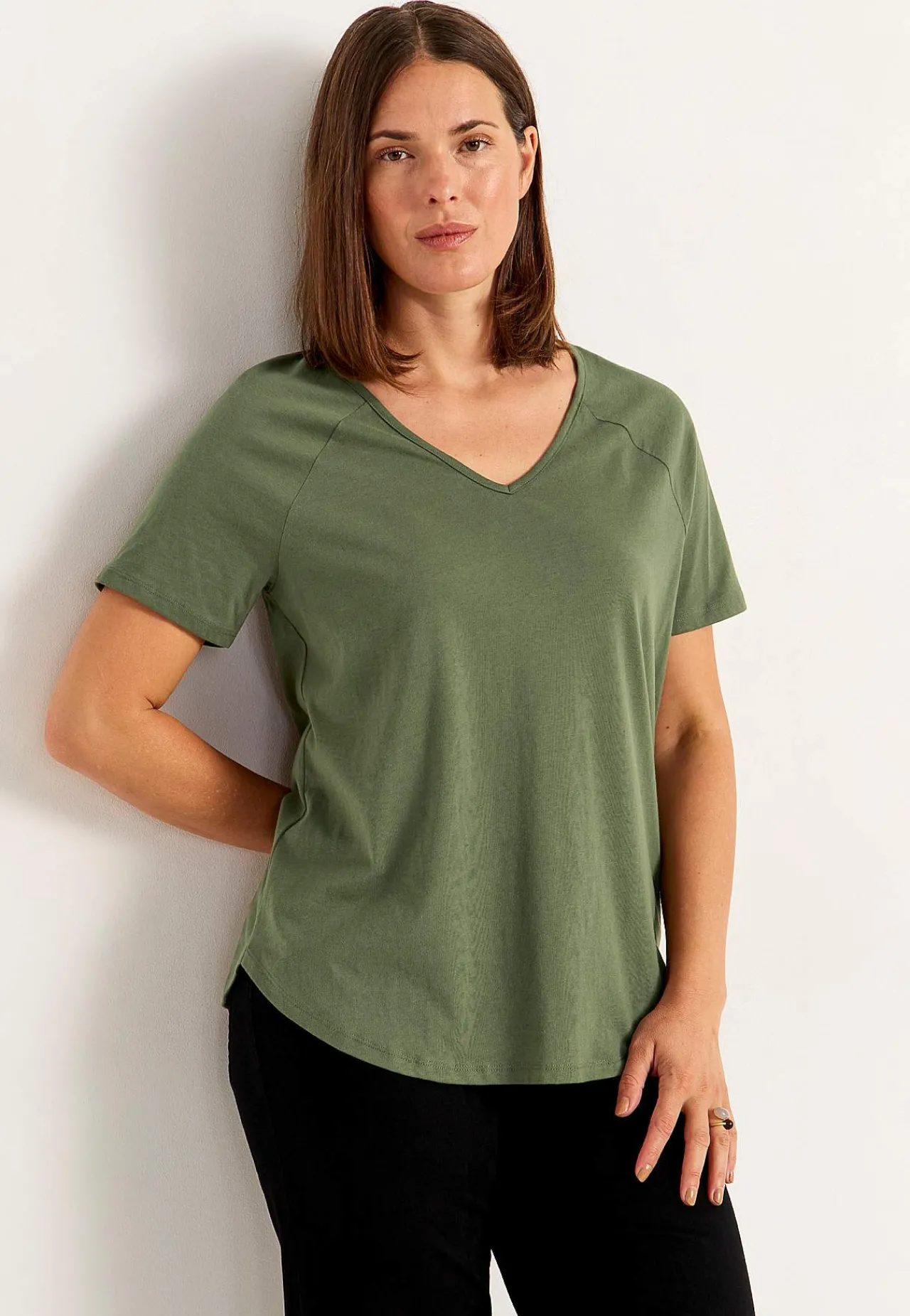 Toppe|T-Shirts-Cellbes of Sweden Jerseytop med raglanærme Alex 2-pack Kakigrøn + Sort