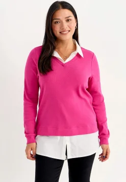Toppe-Cellbes of Sweden Jerseytop med syet skjorte krave Cerise