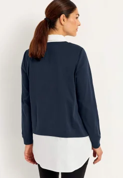 Toppe-Cellbes of Sweden Jerseytop med syet skjorte krave Marine
