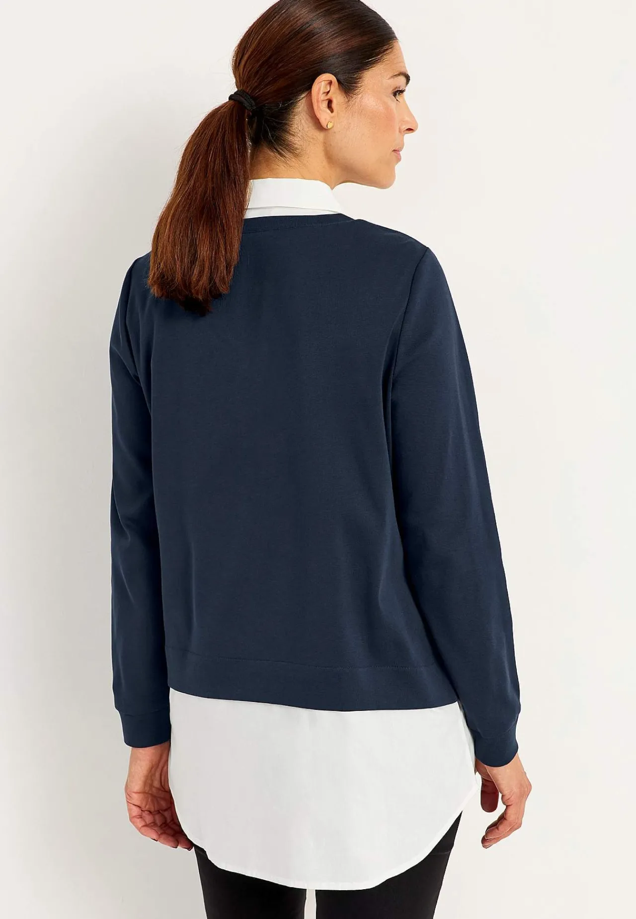 Toppe-Cellbes of Sweden Jerseytop med syet skjorte krave Marine