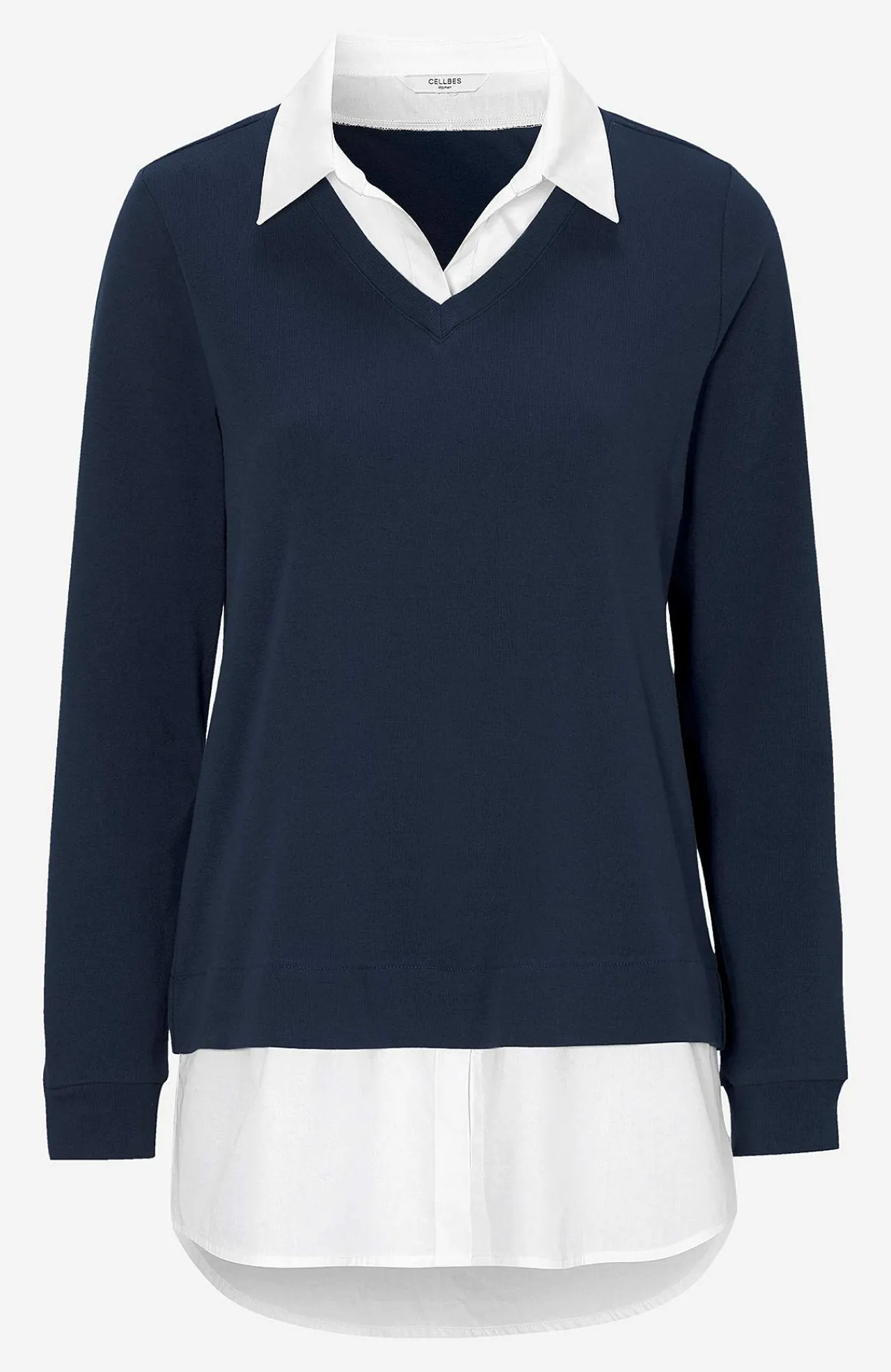 Toppe-Cellbes of Sweden Jerseytop med syet skjorte krave Marine