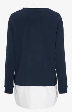 Toppe-Cellbes of Sweden Jerseytop med syet skjorte krave Marine
