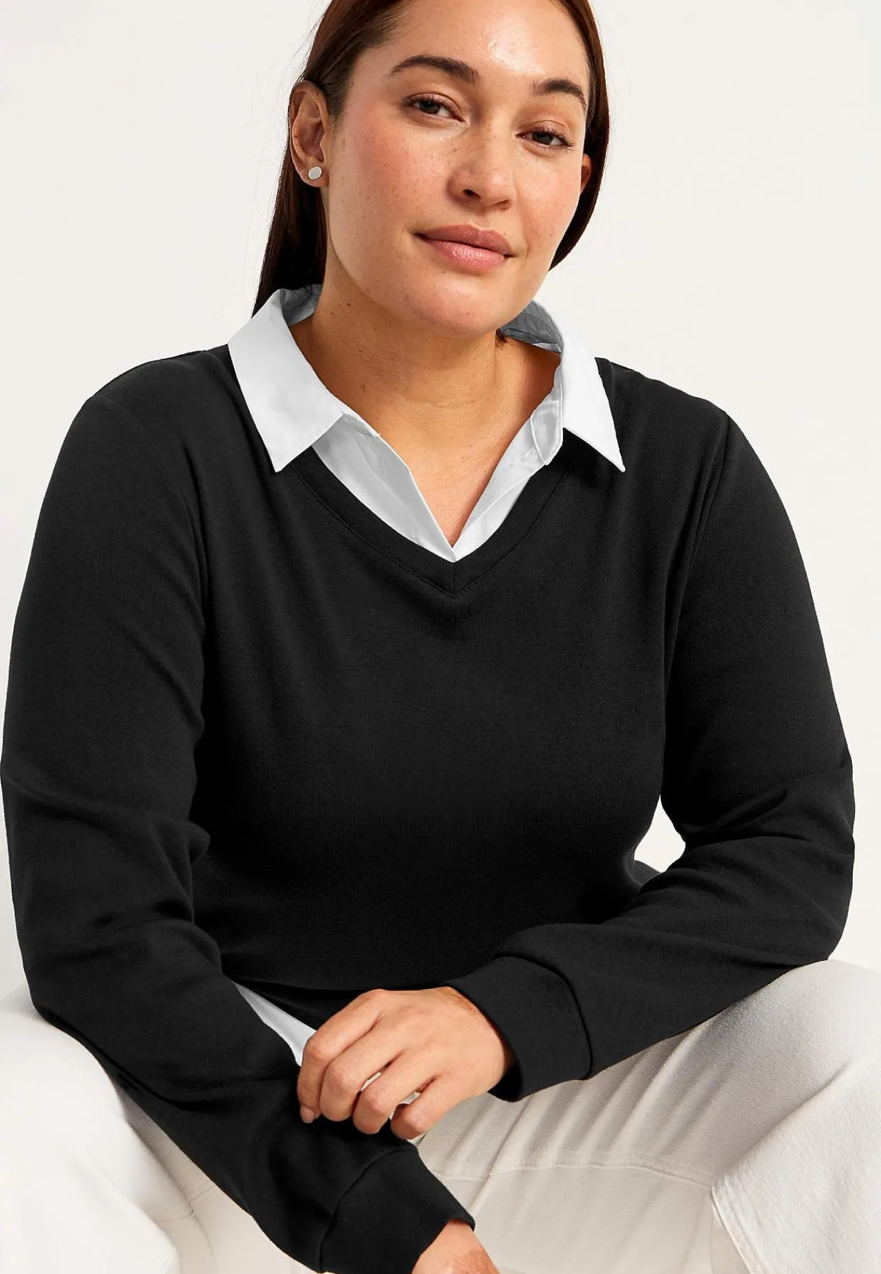 Toppe-Cellbes of Sweden Jerseytop med syet skjorte krave Sort