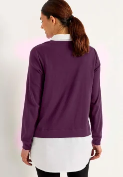 Toppe-Cellbes of Sweden Jerseytop med syet skjorte krave Blomme