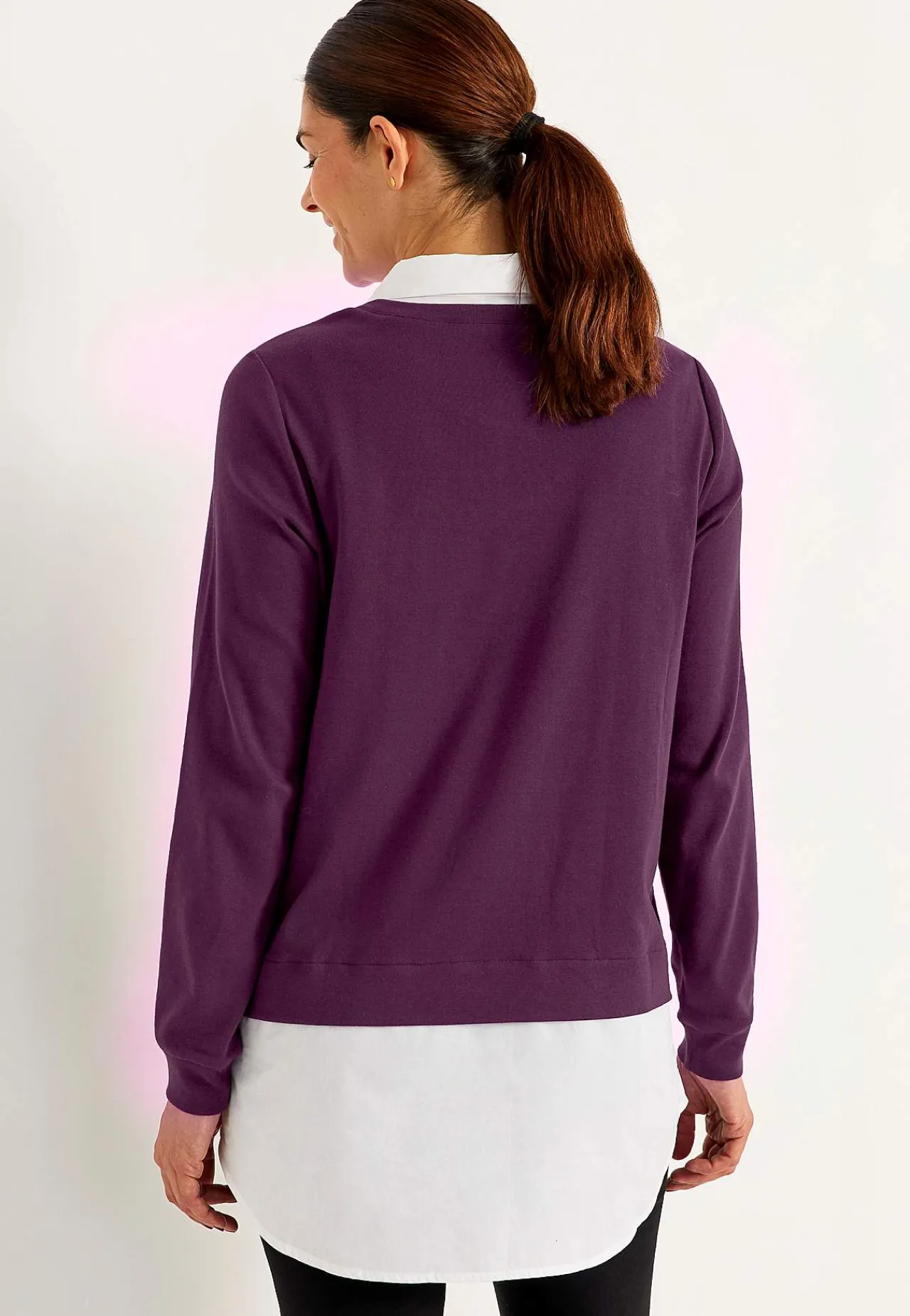 Toppe-Cellbes of Sweden Jerseytop med syet skjorte krave Blomme