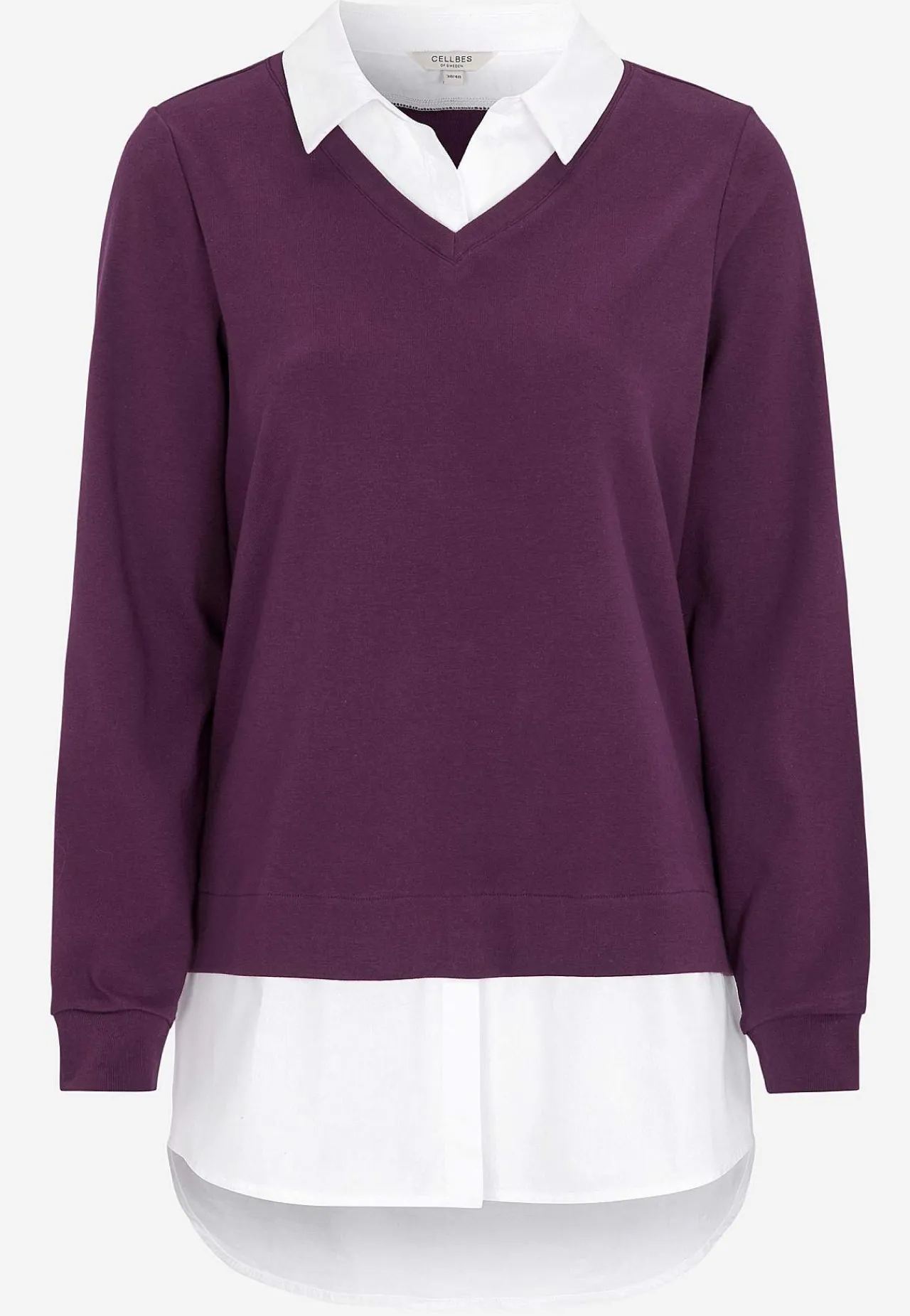 Toppe-Cellbes of Sweden Jerseytop med syet skjorte krave Blomme