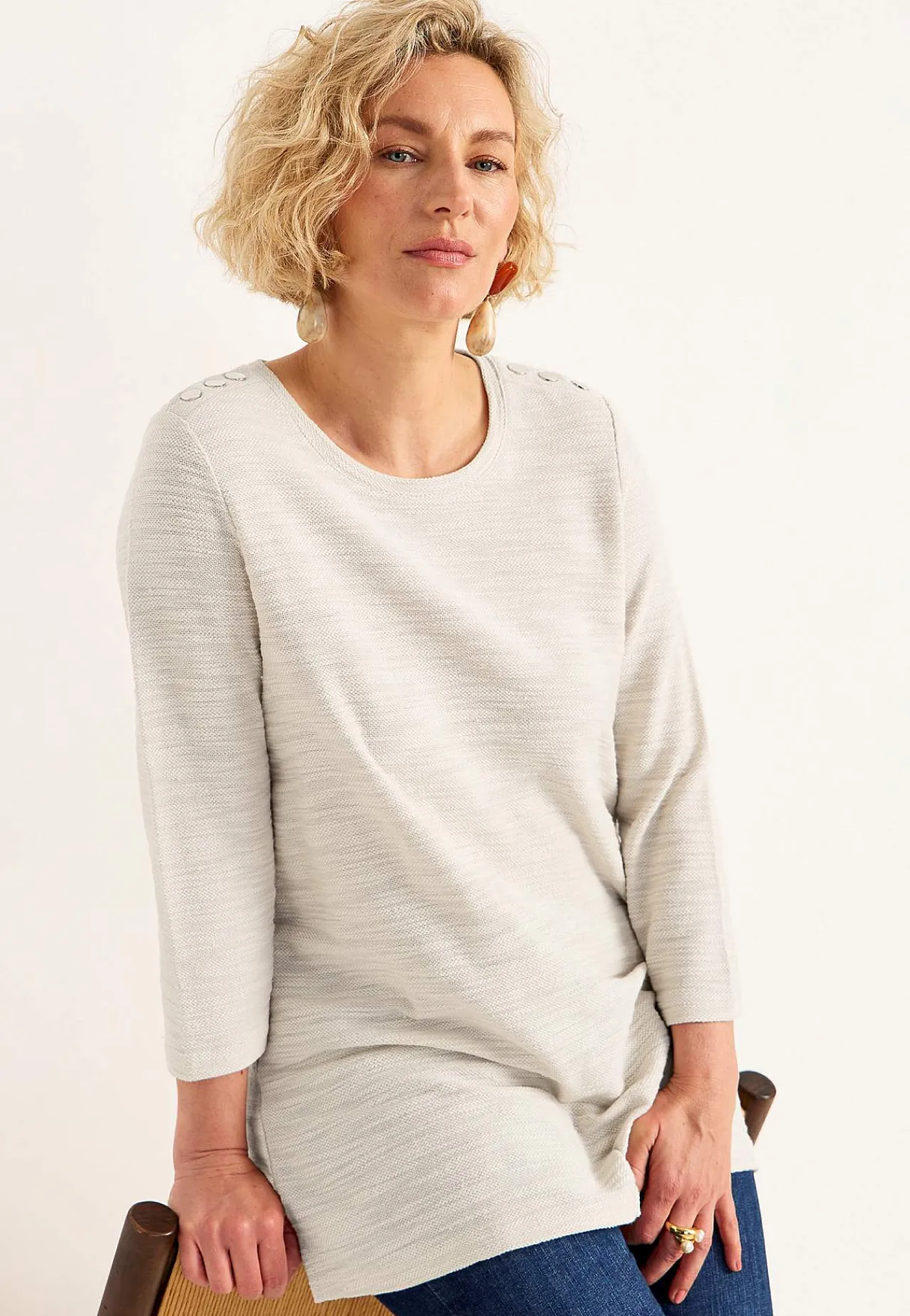 3/4 Ærmet-Cellbes of Sweden Jerseytunika med struktur Beige