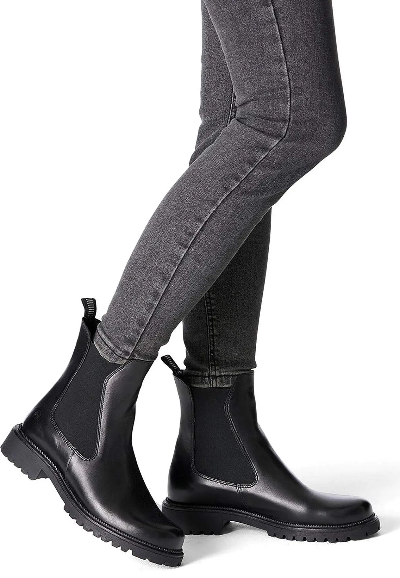 Lædersko|Boots-Tamaris Klassisk skindstøvle Sort
