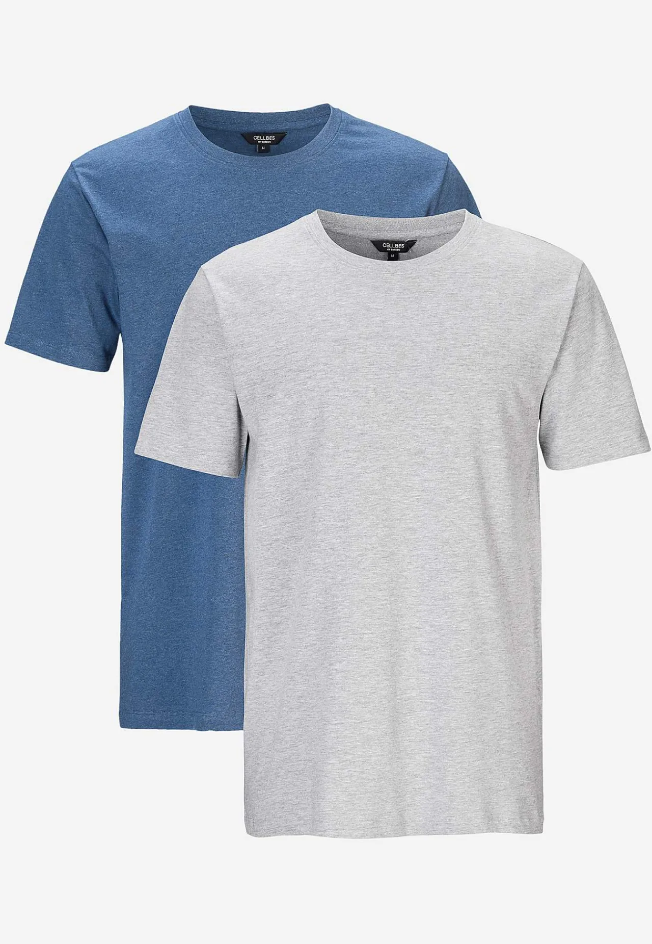 T-Shirts-Cellbes of Sweden Klassisk t-shirt 2-pack Blåmeleret + Gråmeleret