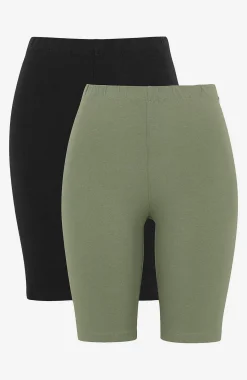 Flerpak Leggings|Flerpak Leggings-Cellbes of Sweden Komfortable cykelshorts i økologisk bomuld 2-pack Kakigrøn + Sort