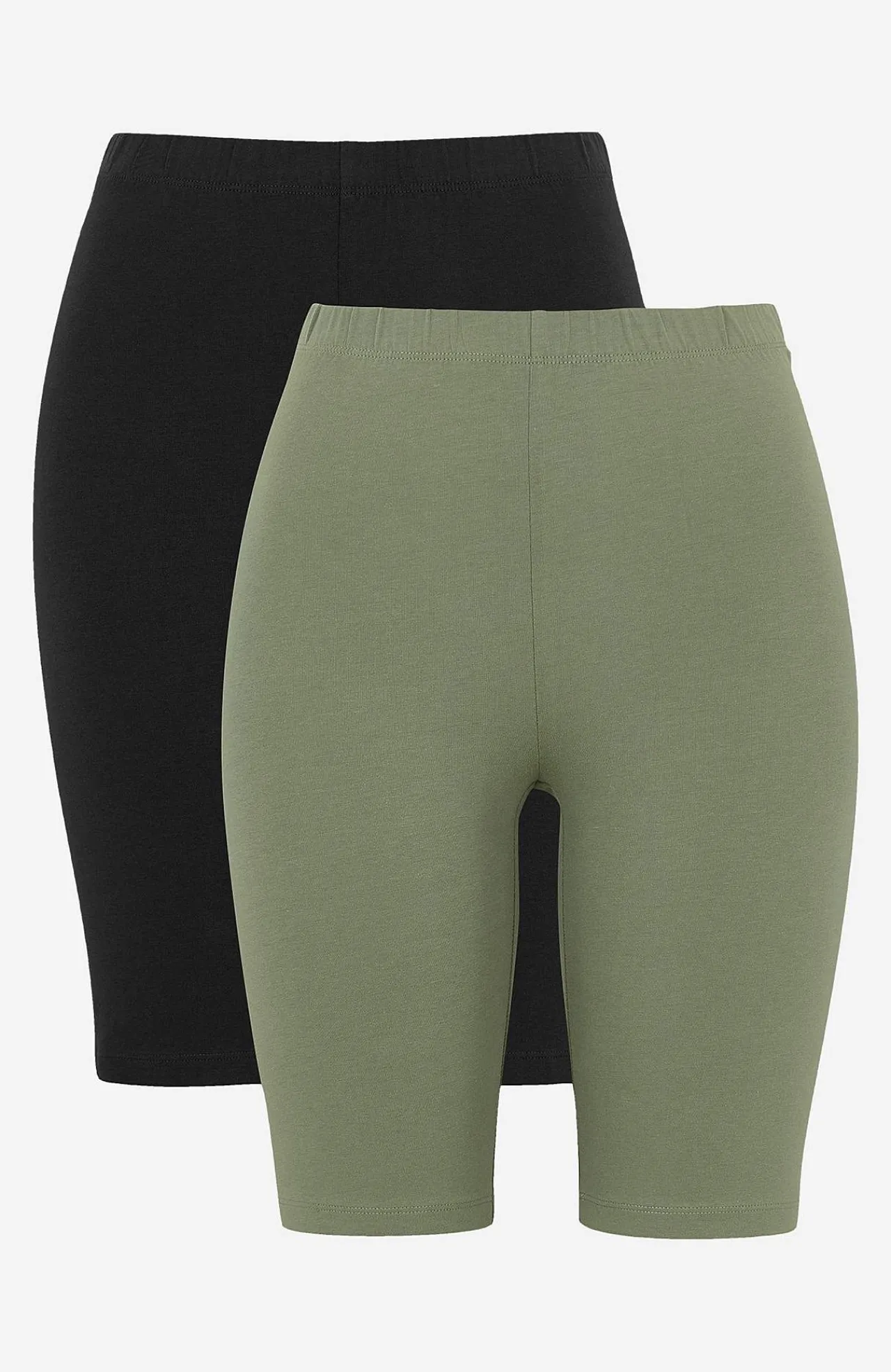 Flerpak Leggings|Flerpak Leggings-Cellbes of Sweden Komfortable cykelshorts i økologisk bomuld 2-pack Kakigrøn + Sort