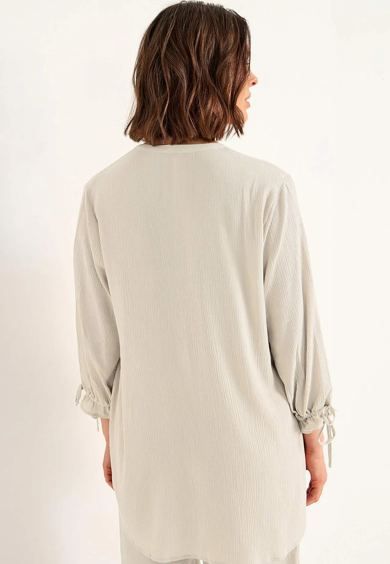 3/4 Ærmet- Kreppet tunika Lys beige