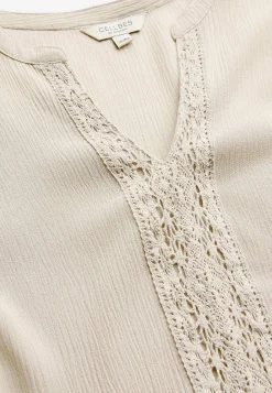 3/4 Ærmet- Kreppet tunika Lys beige