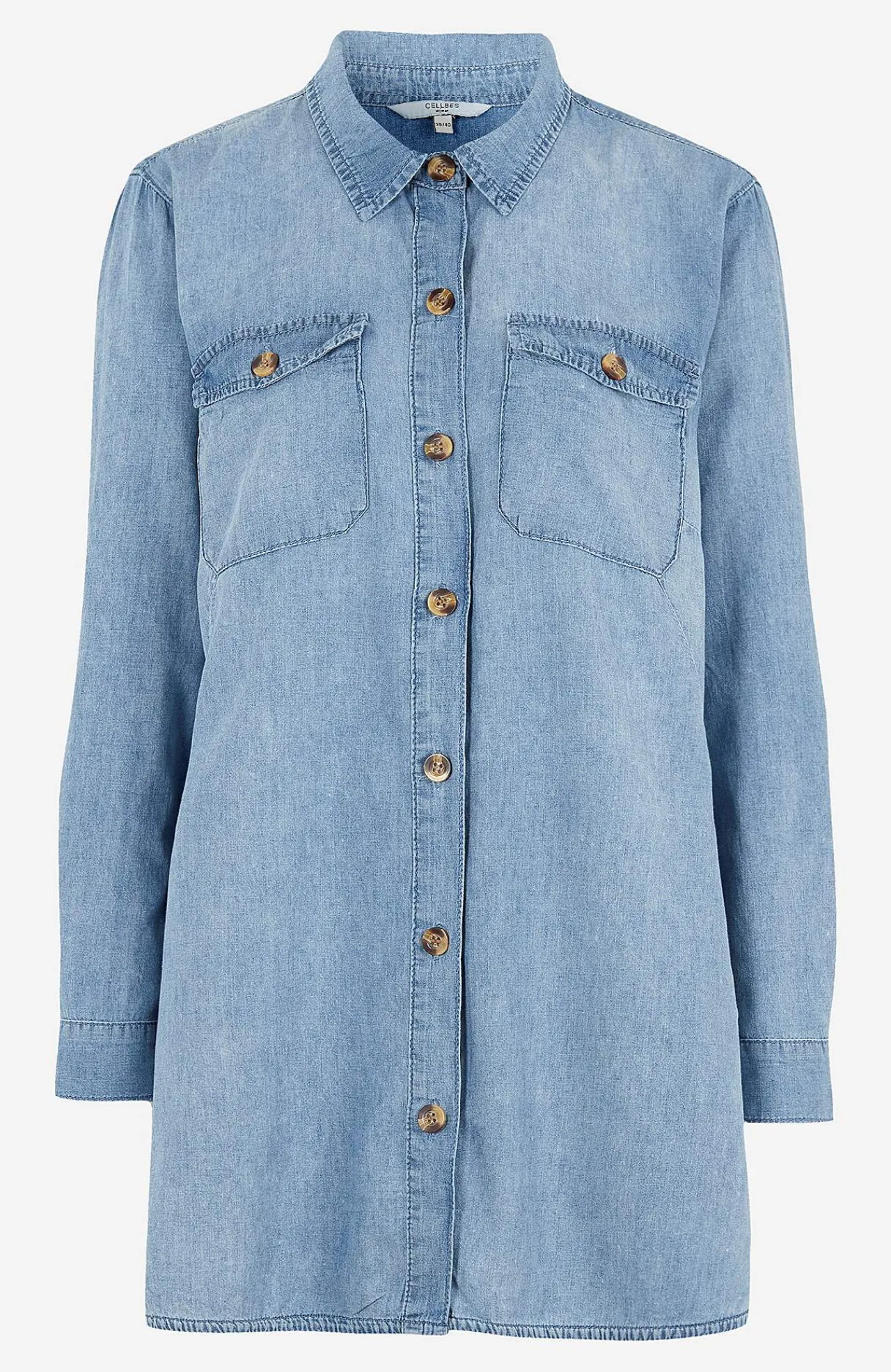 Denim|Denim-Toppe- Lang cowboyskjorte Lyseblå / Denim