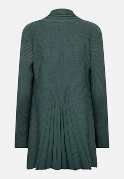 Cardiganer|Cardiganer-Freequent Lang, ribbet cardigan Grønmeleret