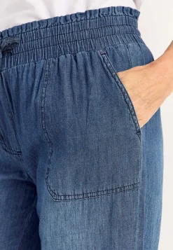 Vide Bukser|Lige Bukser- Lange bukser i blødvasket denim Blå denim