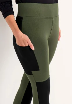 Fritidsbukser|Bukser- Leggings med sidelommer Mørkegrøn