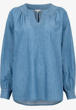 Denim|Denim-Toppe- Let, luftig denimtunika Mellemblå Denim