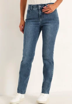 Lige Bukser|Høj Talje-Cellbes of Sweden Lige jeans i denim med superstræk Sara Mellemblå / Denim