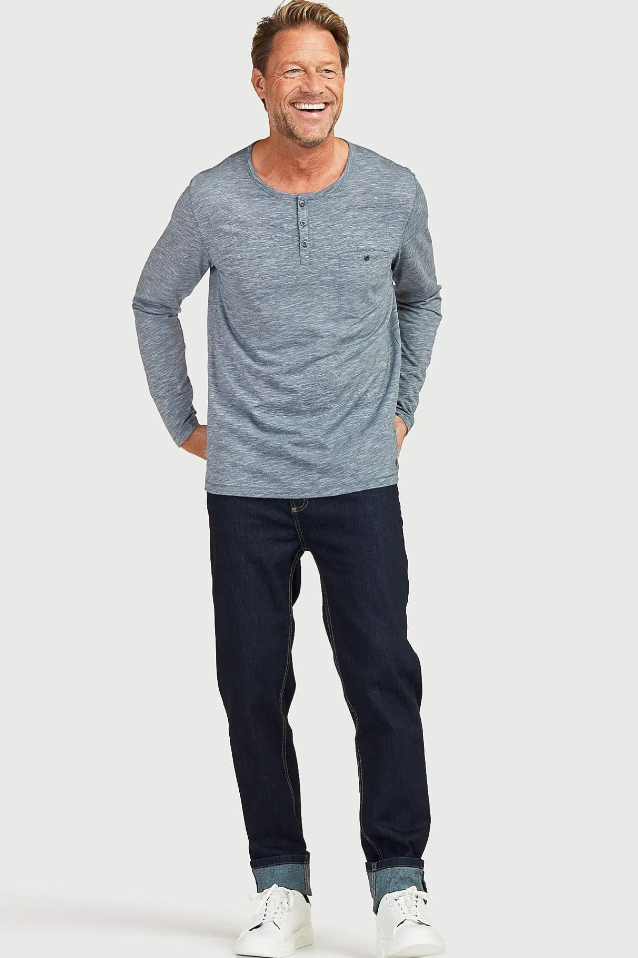 Regular Fit- Lige jeans med stræk Blå