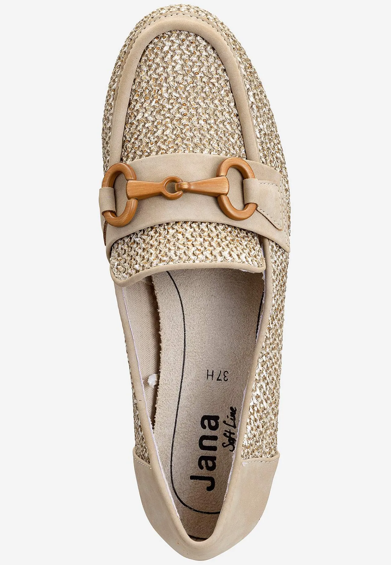 Loafers|Bred Læst-Jana Loafer med dekorativt spænde Beige