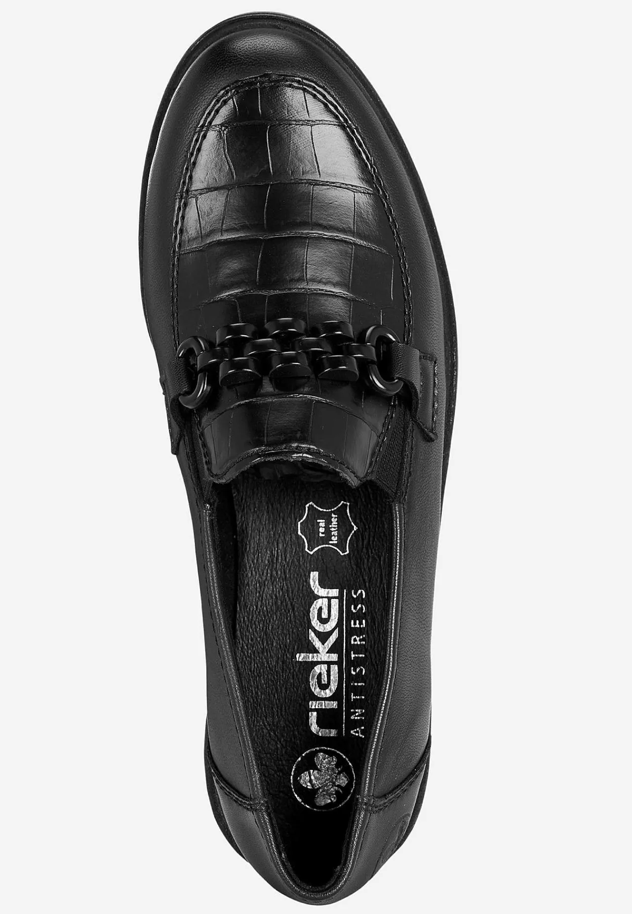 Loafers-Rieker Loafer med metallukning Sort