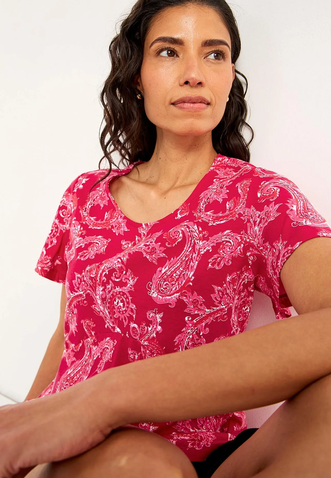 Mønstrede|Toppe-Cellbes of Sweden Mønstret jerseytop Cerise / Paisley