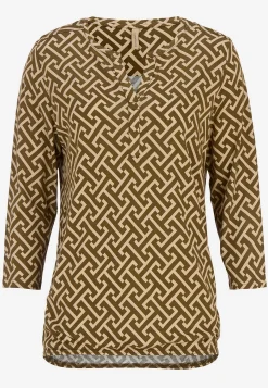 Toppe- Mønstret jerseytop Olivengrøn/Beige/Mønstret