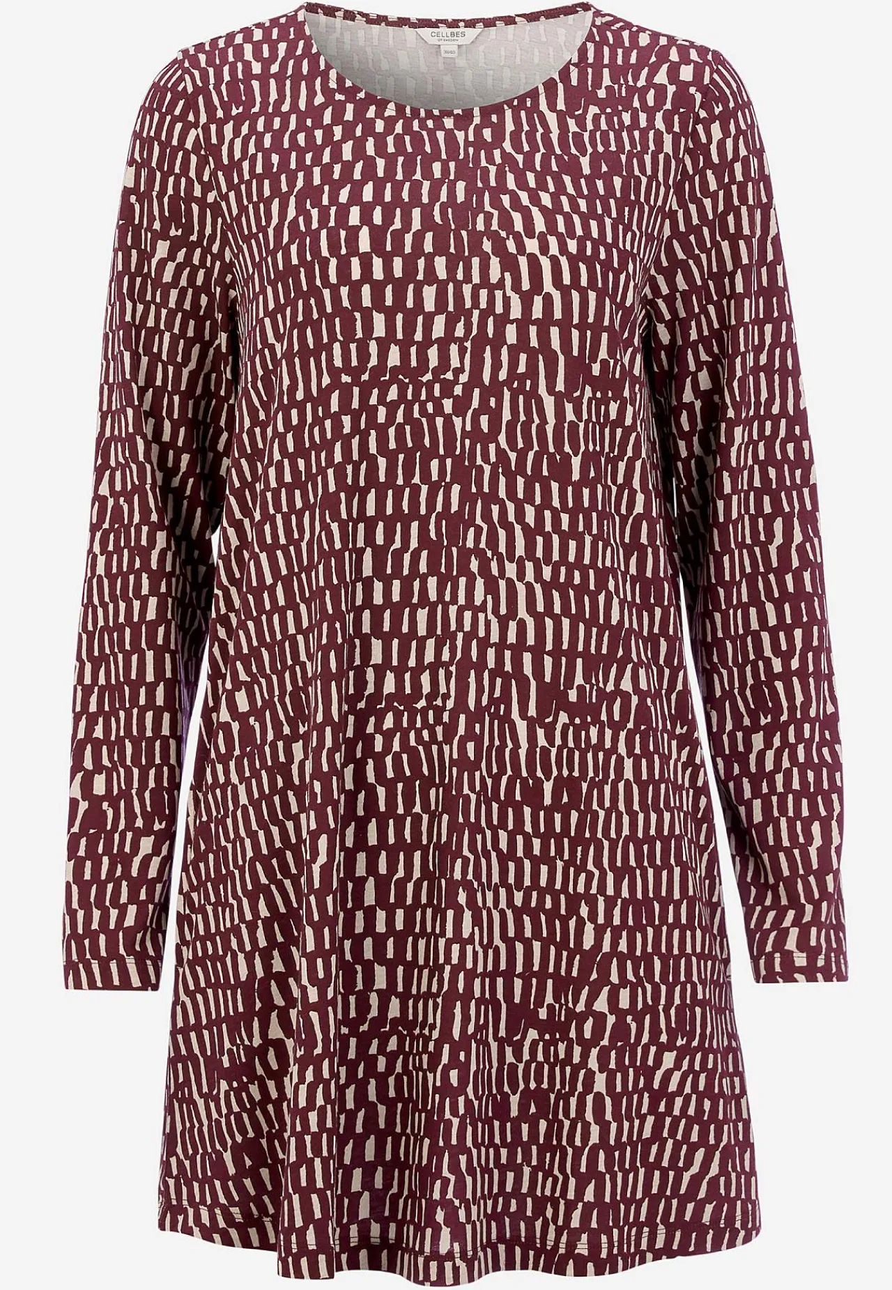 Mønstrede-Cellbes of Sweden Mønstret jerseytunika med lommer Vinrød/Beige/Mønstret