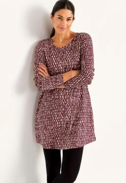 Mønstrede-Cellbes of Sweden Mønstret jerseytunika med lommer Vinrød/Beige/Mønstret