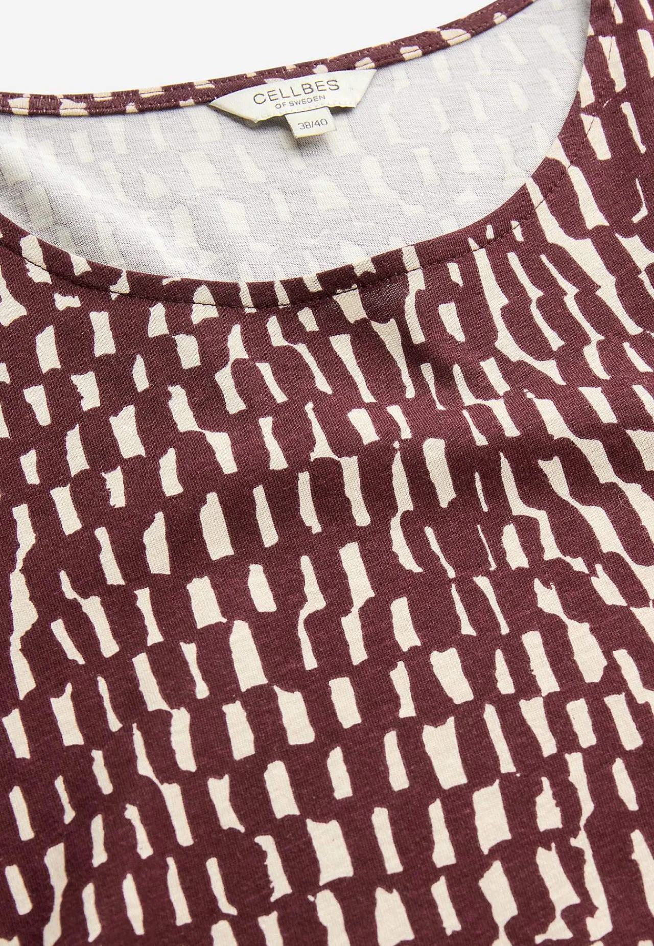 Mønstrede-Cellbes of Sweden Mønstret jerseytunika med lommer Vinrød/Beige/Mønstret