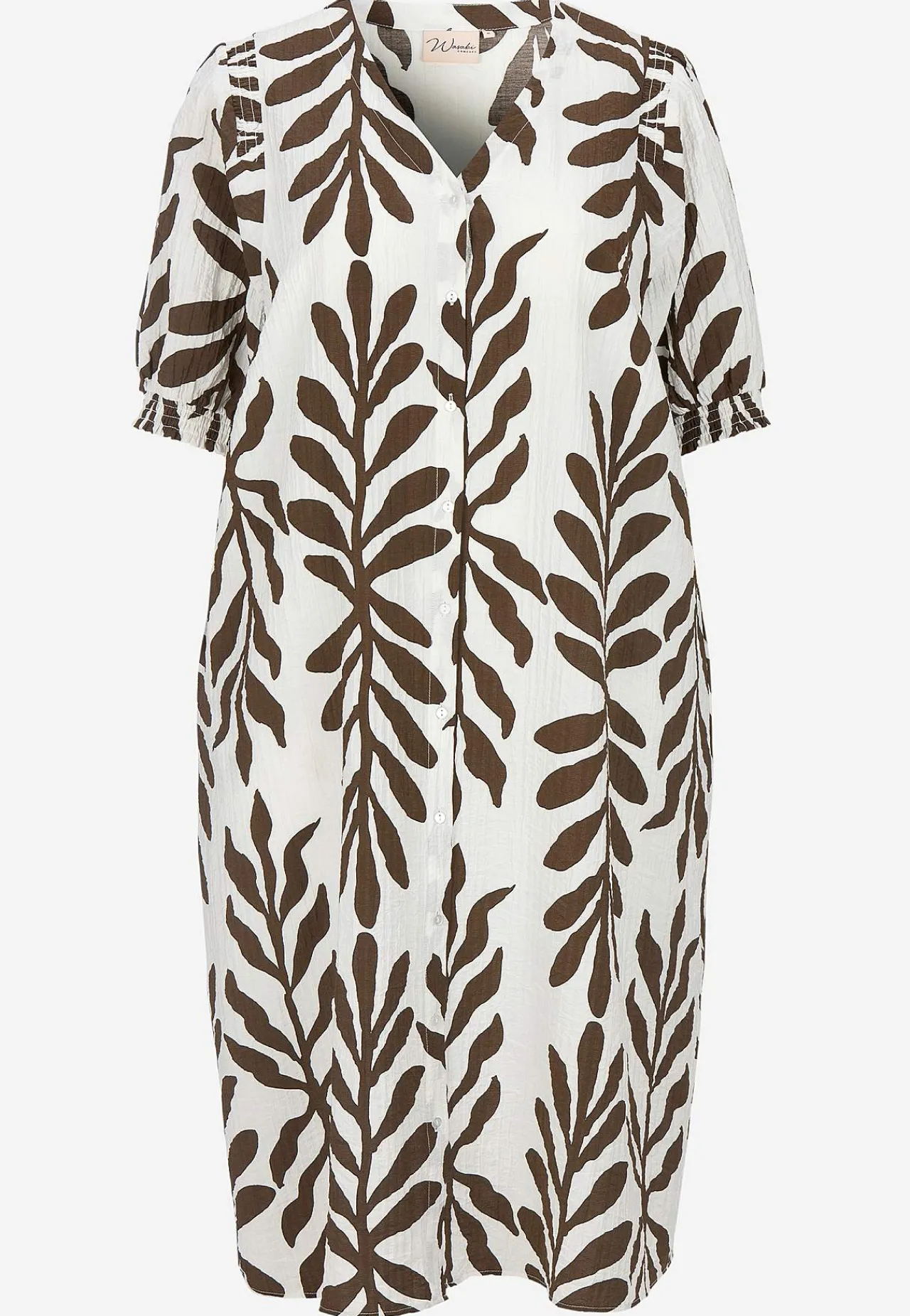 Midikjoler-Wasabiconcept Mønstret kjole i seersucker Brun / Offwhite / Mønstret