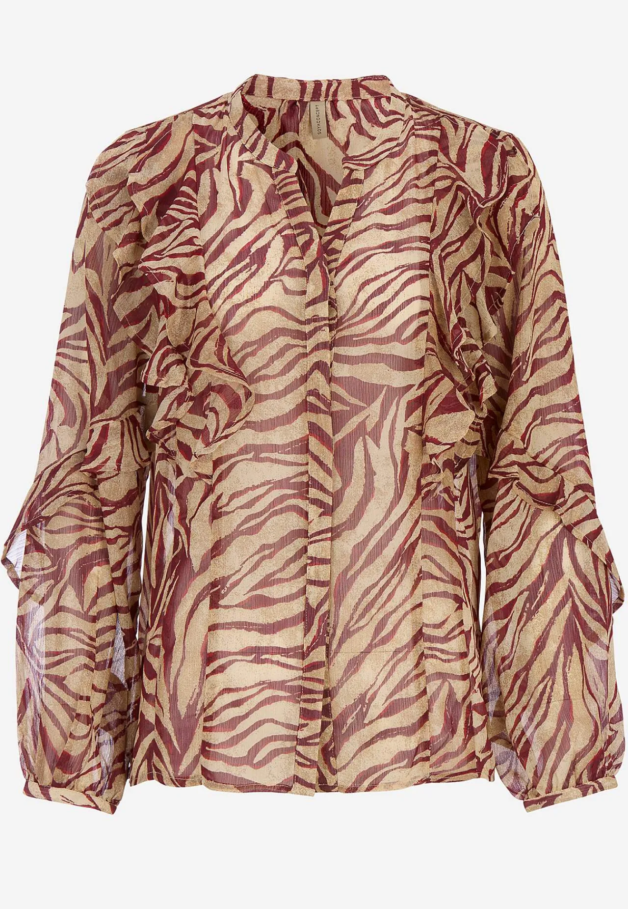 Bluser-Soyaconcept Næsten gennemsigtig bluse med volanter | Cellbes