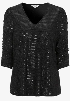 Toppe-Cellbes of Sweden Paillet top med 3/4 ærmer Sort / Glitter