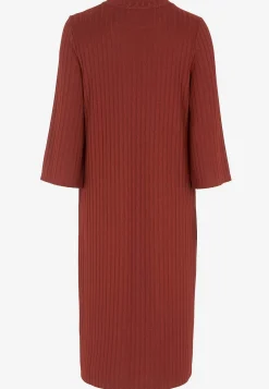 Midikjoler-Cellbes of Sweden Ribbet jerseykjole med høj slids Rustrød