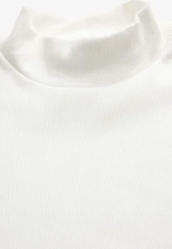 Poloskjorter|Toppe- Ribbet top med turtleneck Hvid