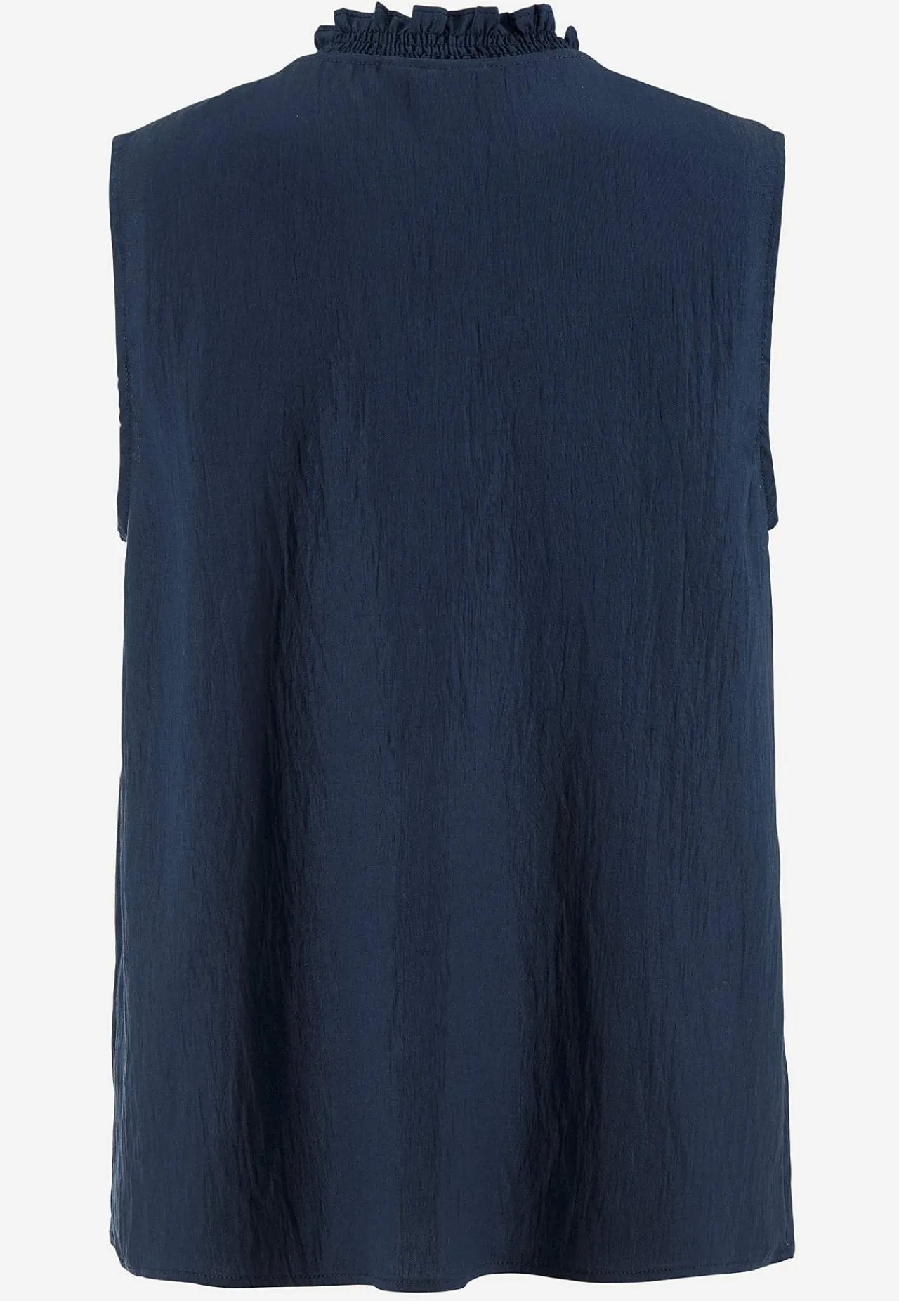 Tanktoppe|Bluser-Freequent Ærmeløs bluse med rynkedetaljer Marine