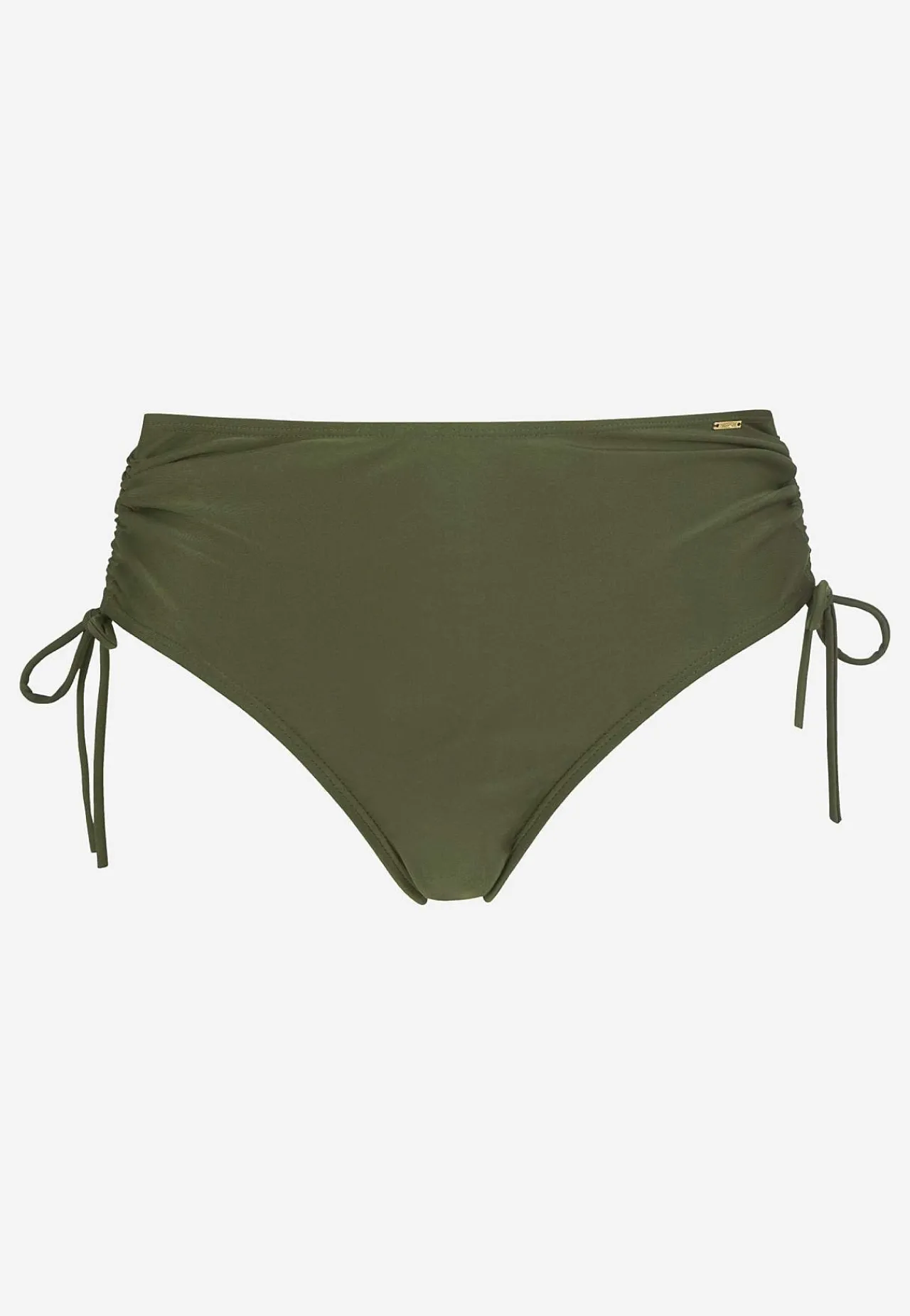 Bikinier- Rynket bikiniunderdel med høj talje Kakigrøn